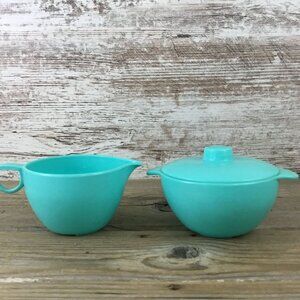 Vintage Lustro-Ware Turquoise Creamer & Sugar Bowl with Lid – Plastic USA MCM